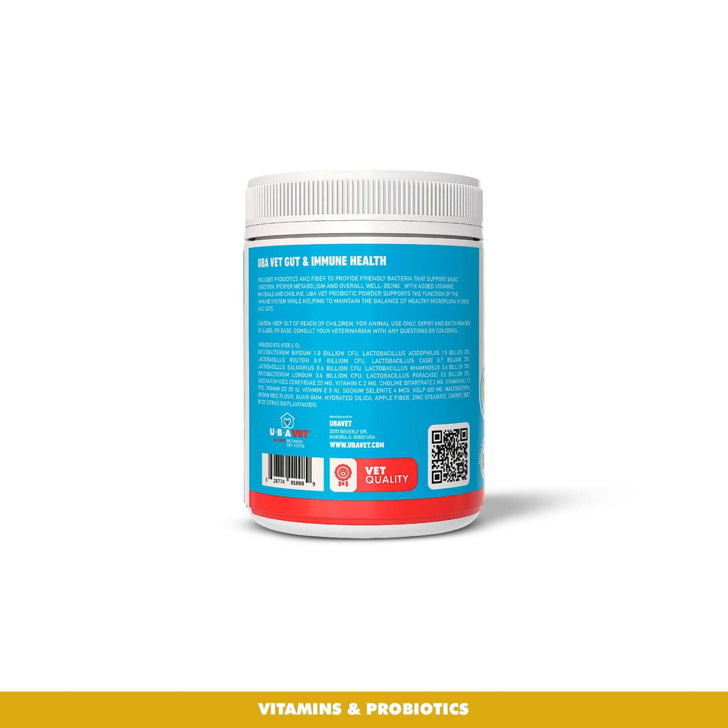 Probióticos UBAVET y apoyo para la salud intestinal e inmunitaria de perros y gatos – Polvo de 150 g