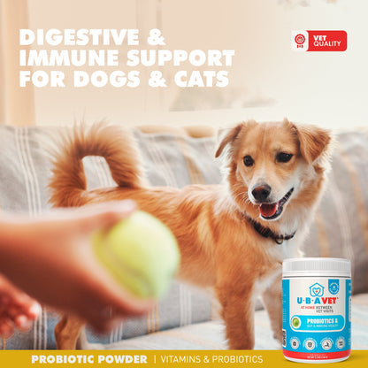 Probióticos UBAVET y apoyo para la salud intestinal e inmunitaria de perros y gatos – Polvo de 150 g