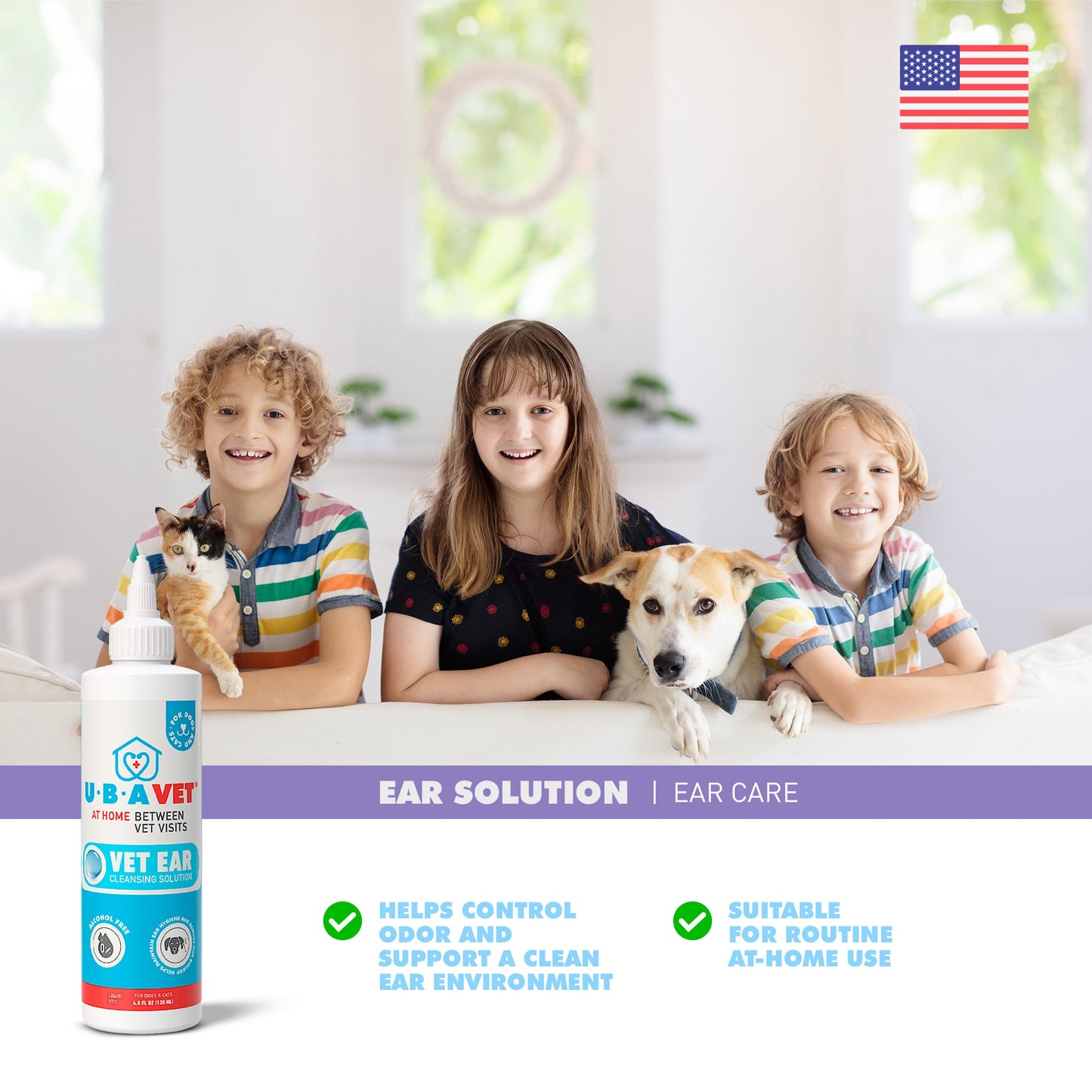Solución limpiadora de oídos UBAVET Vet para perros y gatos (120 ml)