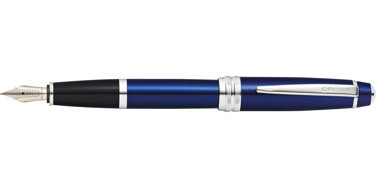 Bailey blue lacquer stainless steel fountain pen with silver trims and Cross clip, medium nib on Tampa Home & Garden Store