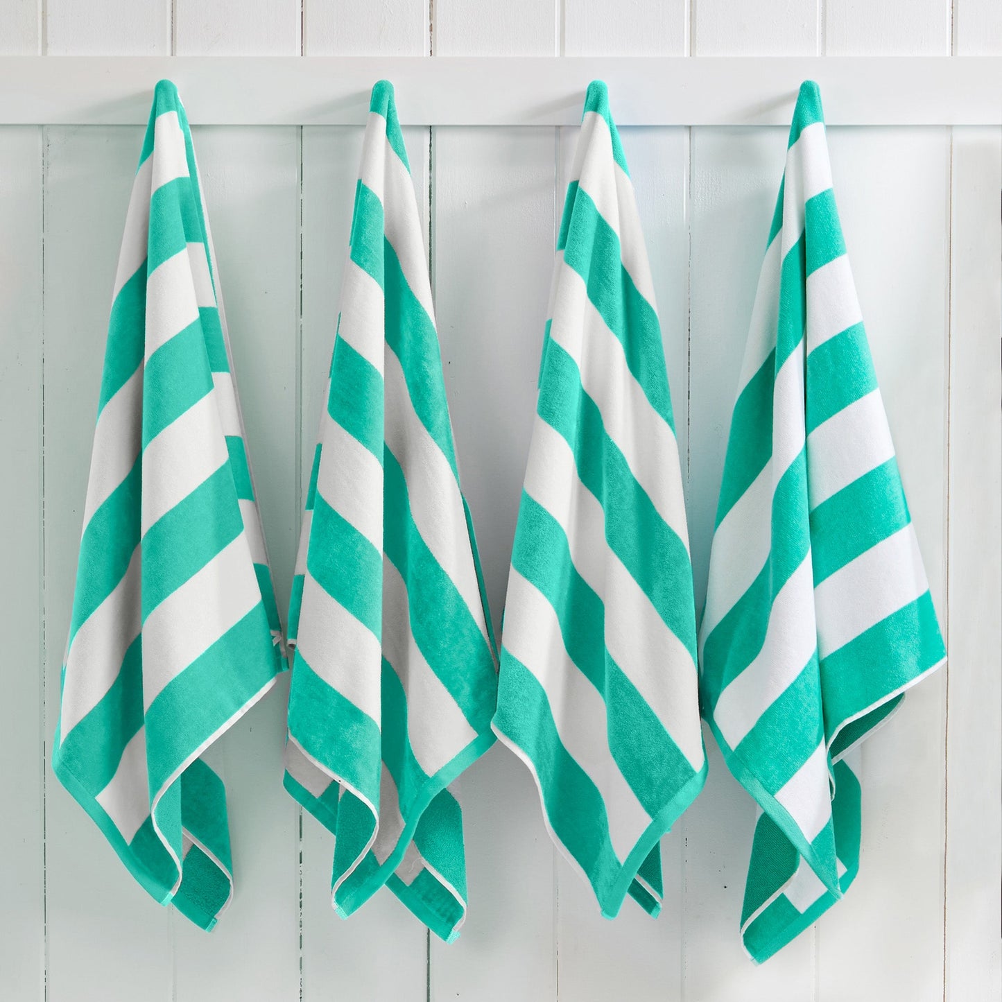 Cotton And Velour Cabana Stripe Beach Towel
