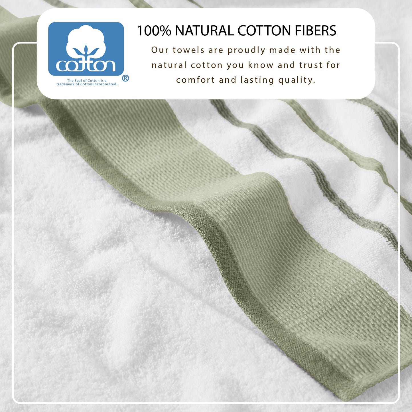Soft Cotton Bath Towel Set and Stripe Detail