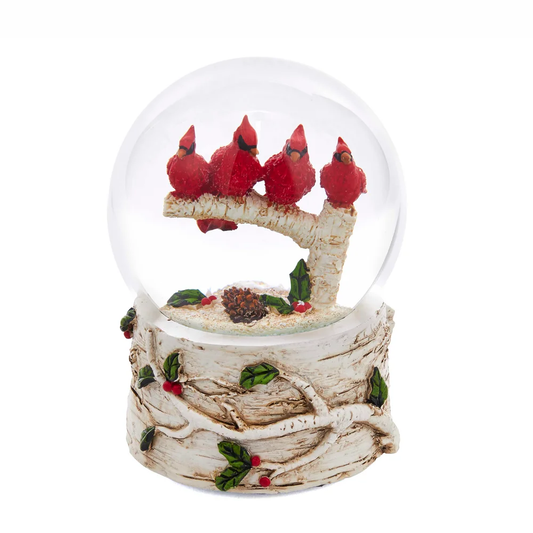 Cardinals With Tree Musical Water Globe - 100mm - Tampa Home & Garden Store