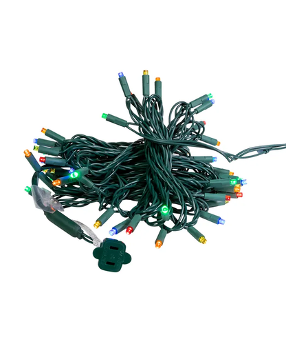 Juego de 50 luces LED multicolores de 5 mm con cable verde brillante