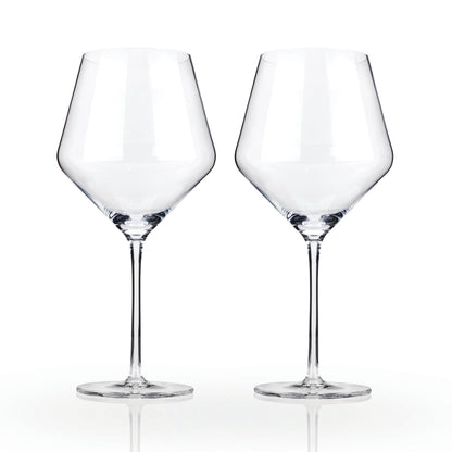 Raye Angled Crystal Burgundy Glasses Pair