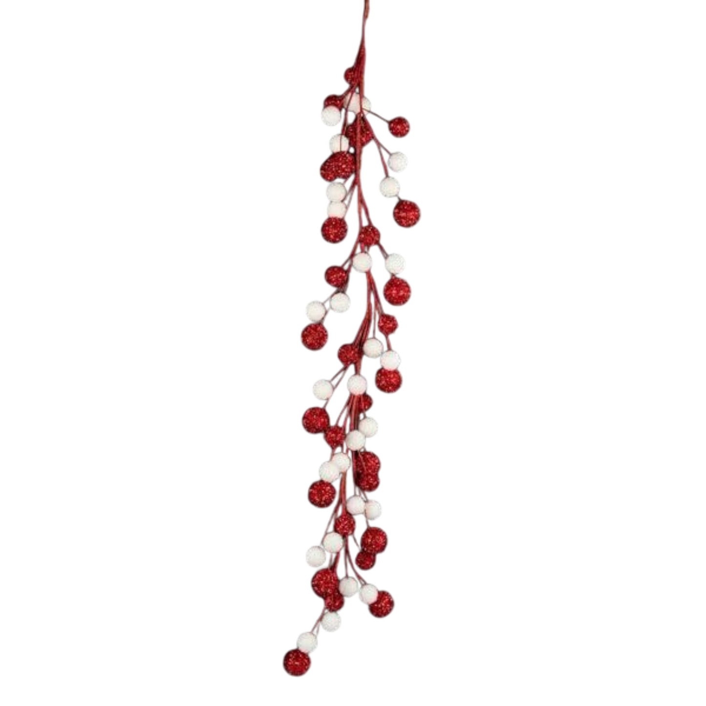 Guirlande de boules en papier métallisé rouge et blanc à paillettes