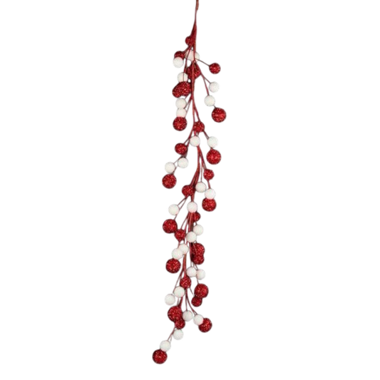 Red and White Glitter Foil Ball Garland - Tampa Home & Garden Store