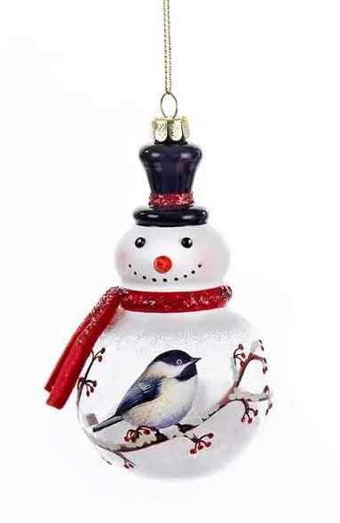 Bonhomme de neige en verre avec mésange