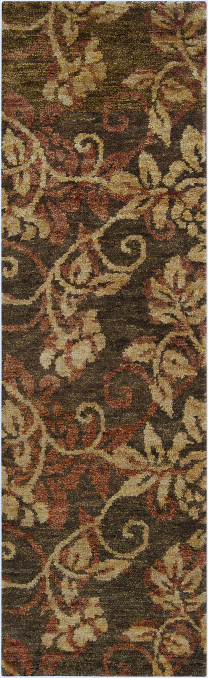 Uhland Jute Carpet rug by Boutique Rugs in brown, beige, rust with ornate scroll pattern on Tampa Home & Garden Store
