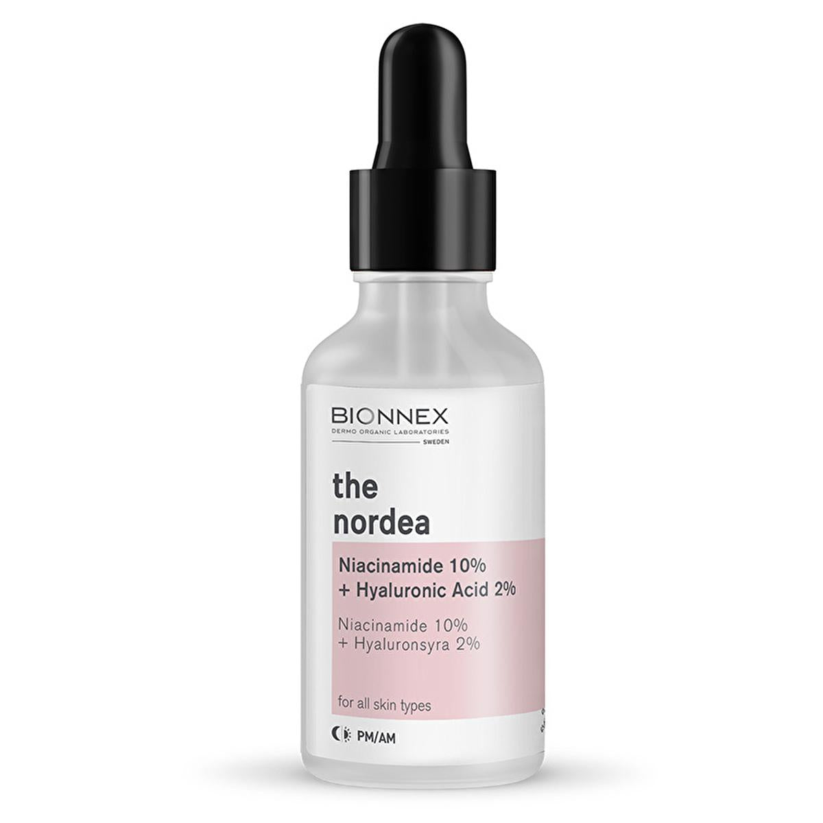 Bionnex Nordea Niacinamide 10% + Hyaluronic Acid 2% serum bottle with black dropper on Tampa Home & Garden Store