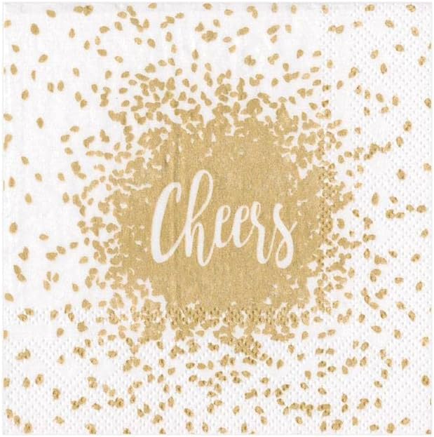 Serviettes de cocktail en papier Cheers dorées