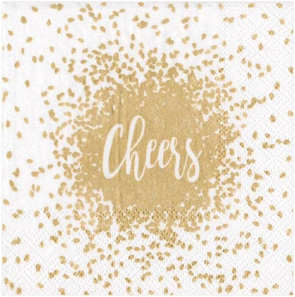 Serviettes de cocktail en papier Cheers dorées