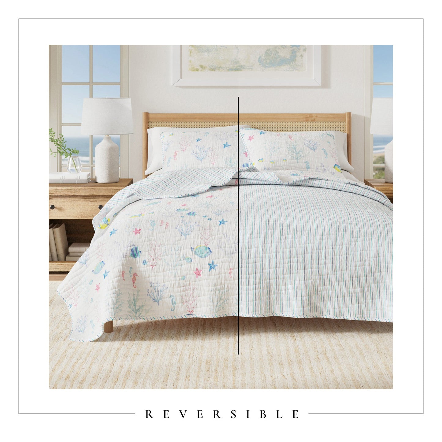 Coastal Seascape Brushed Microfiber Quilt Set