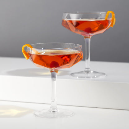 Seneca Faceted Crystal Coupe Glasses Set of 2