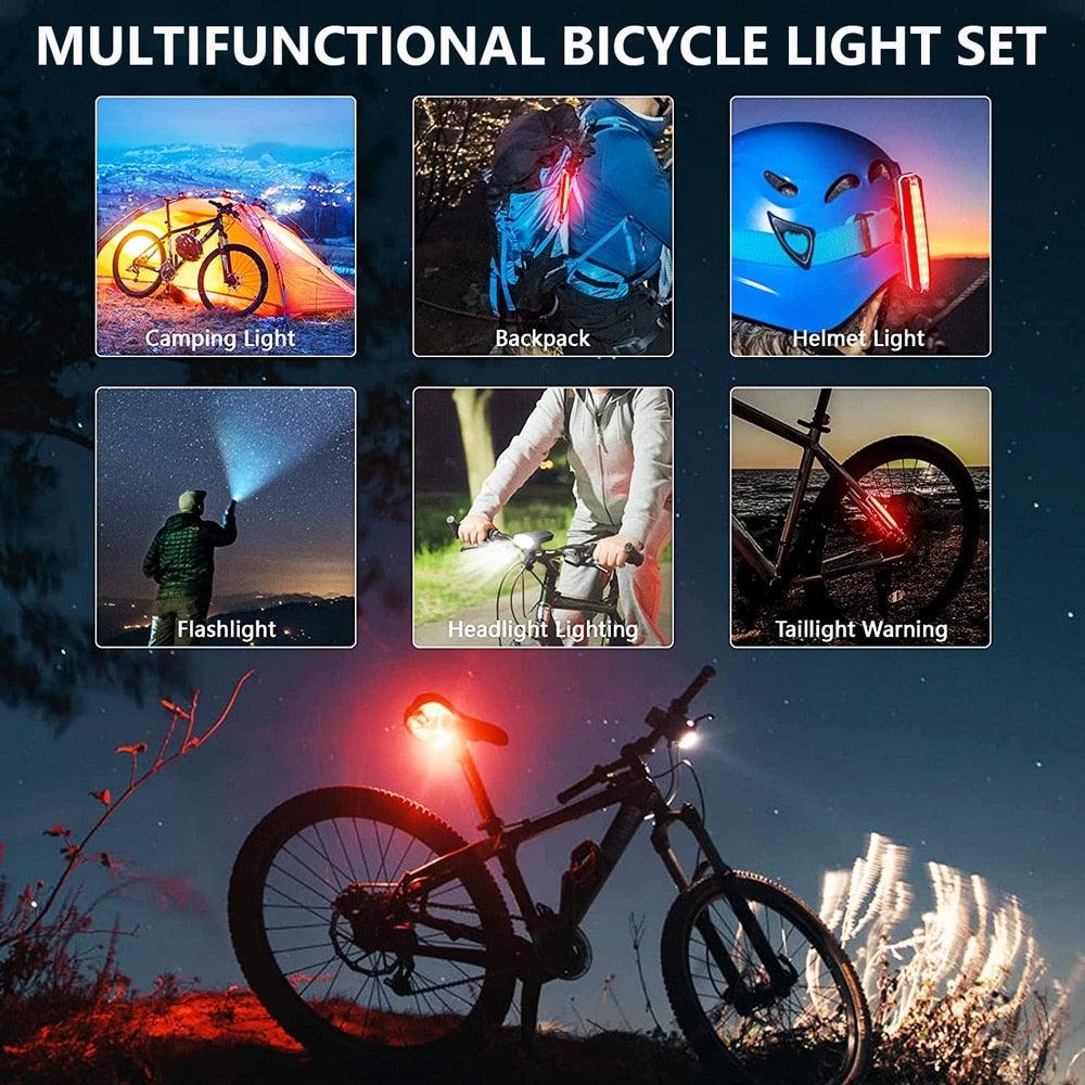 Usb Rechargeable Bike Light and Front Torch by Stevvex; bicycle light set with taillight modes on Tampa Home & Garden Store
