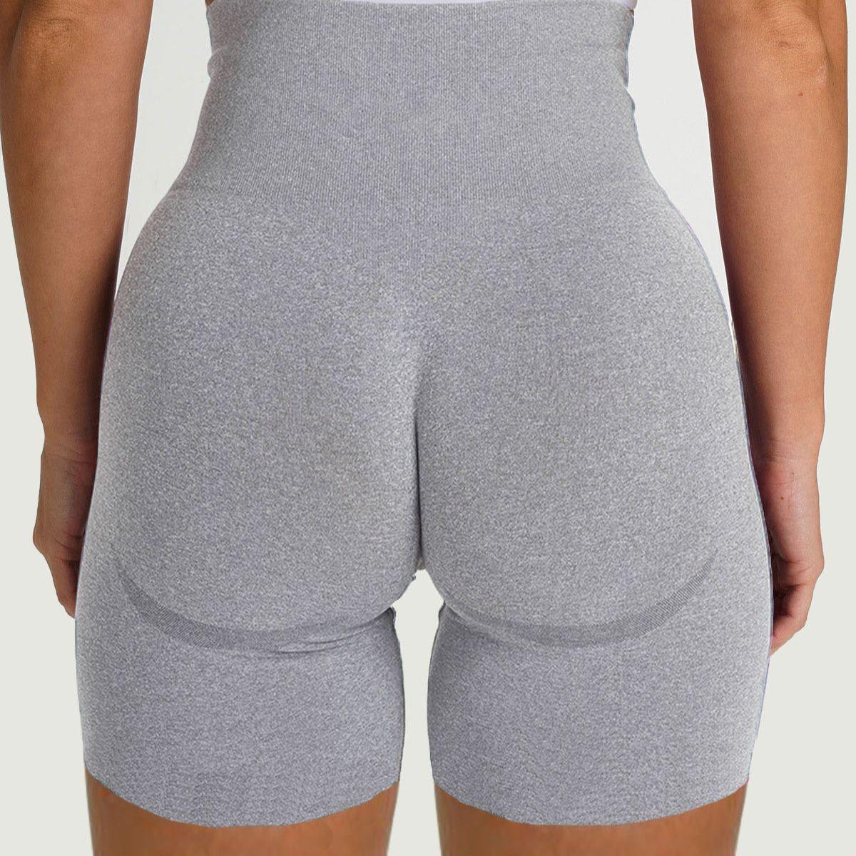 Stevvex grey high-waist seamless athletic shorts for workouts on Tampa Home & Garden Store