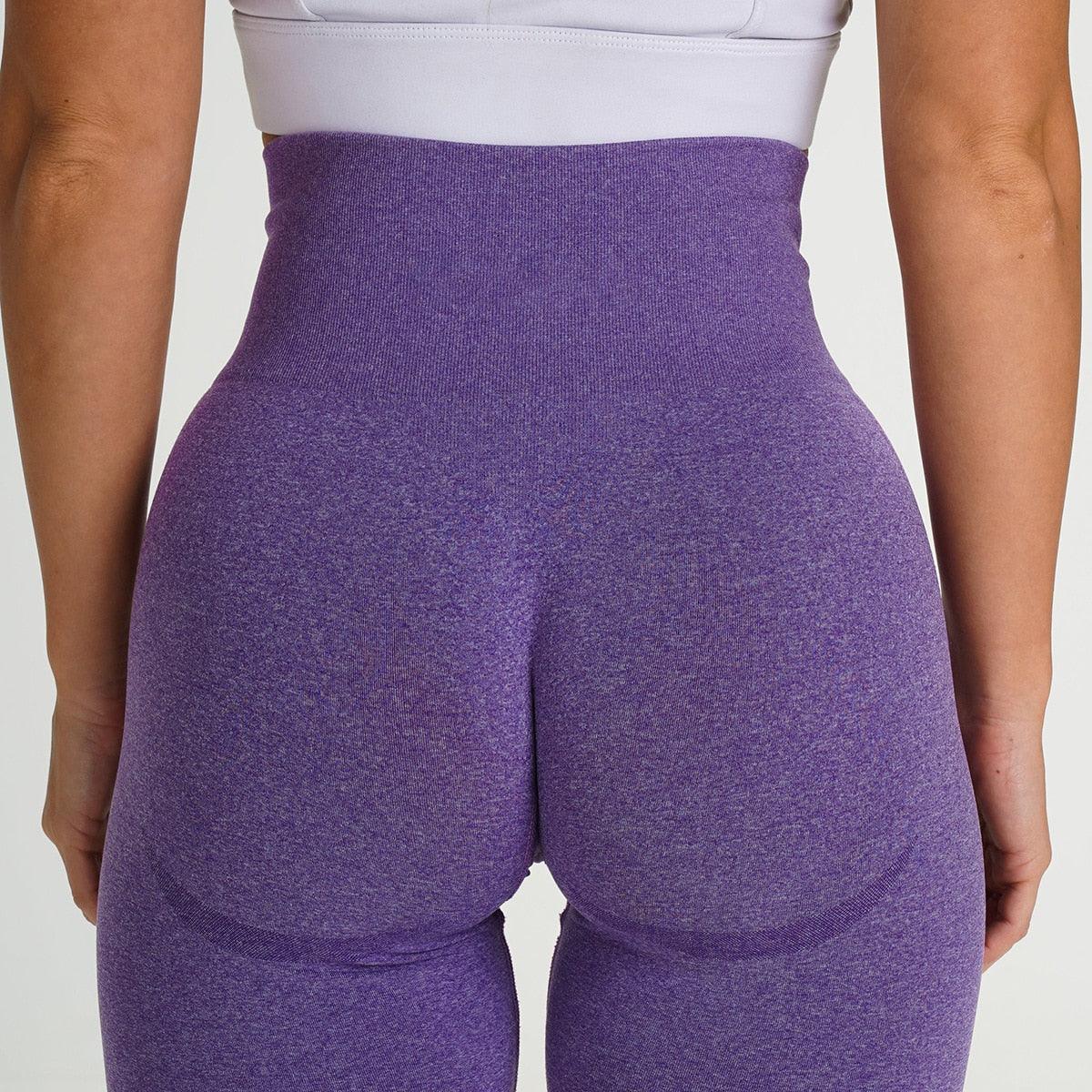 Ultra Soft Women Seamless Leggings purple high-waist Stevvex back view on Tampa Home & Garden Store