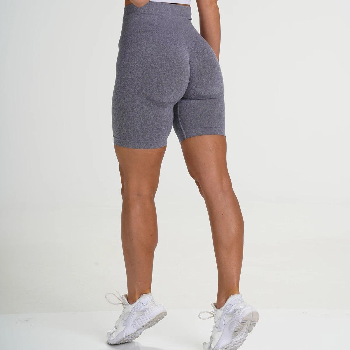 Stevvex women's seamless leggings shorts gray high-waist mid-thigh length athletic gym wear on Tampa Home & Garden Store