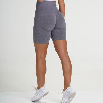 Stevvex women's seamless leggings shorts gray high-waist mid-thigh length athletic gym wear on Tampa Home & Garden Store