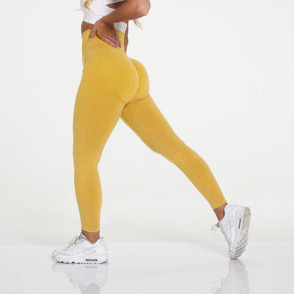 Stevvex women's seamless leggings mustard yellow high-waist athletic tights for workouts on Tampa Home & Garden Store
