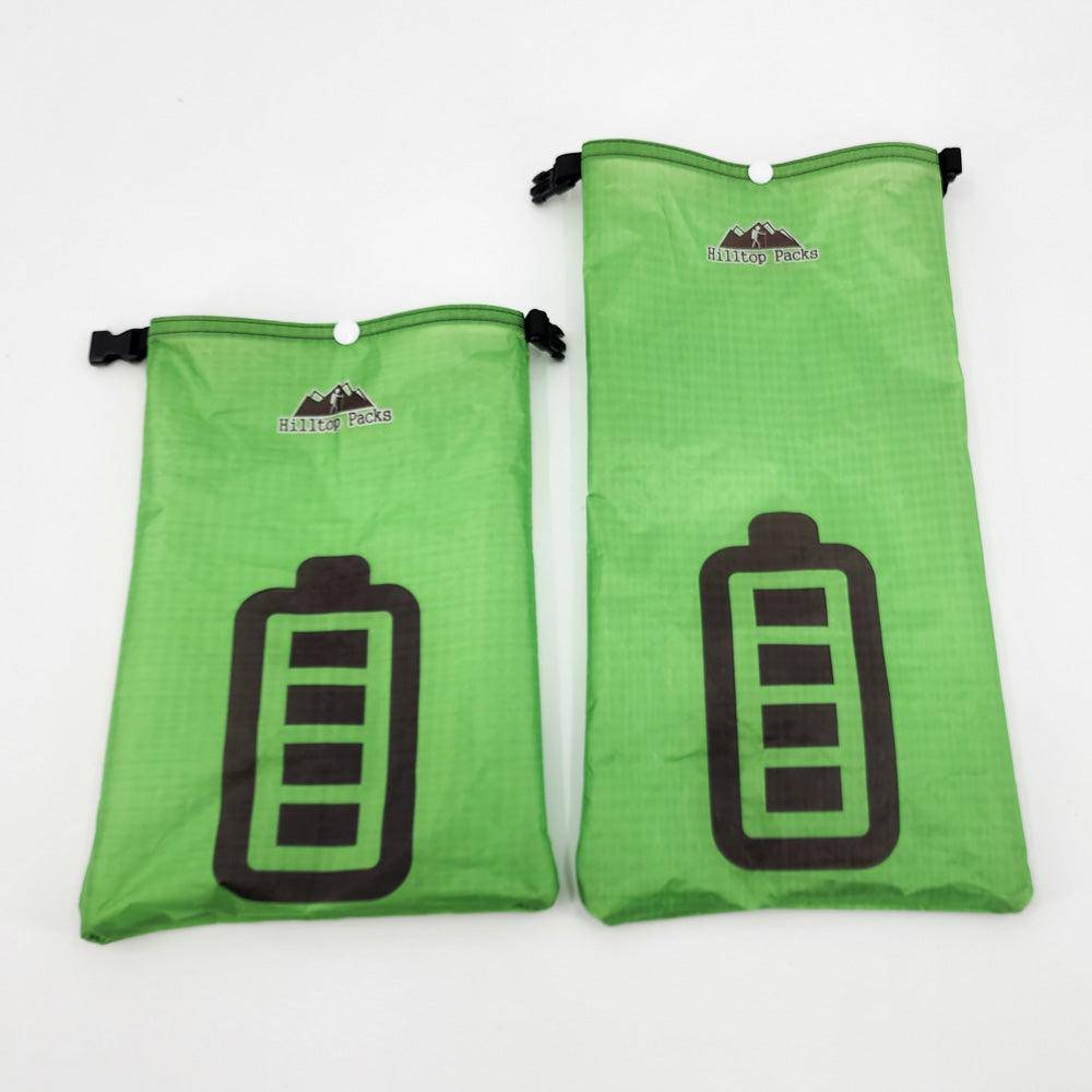 Ultralight Ditty Bag gear organizer, two green bags with black battery icon, Hilltop Packs LLC on Tampa Home & Garden Store