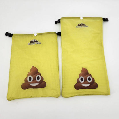 Ultralight Ditty Bag Gear Organizer yellow with Hilltop Packs logo and poop emoji, 2-pack on Tampa Home & Garden Store