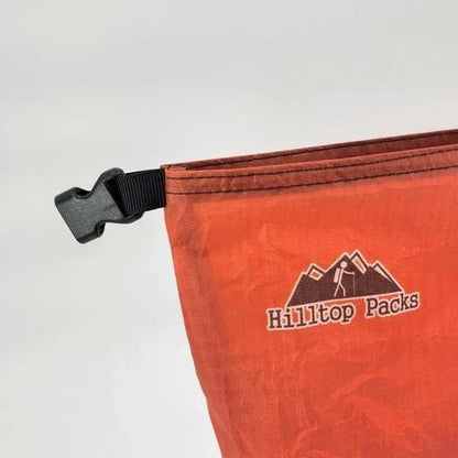 Ultralight Food Bag orange D50T fabric solid color with black strap clip and Hilltop Packs logo on Tampa Home & Garden Store