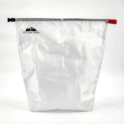 Ultralight Food Bag D50T solid color fabric, silver with red zipper pull, Hilltop Packs LLC logo, camping gear on Tampa Home & Garden Store