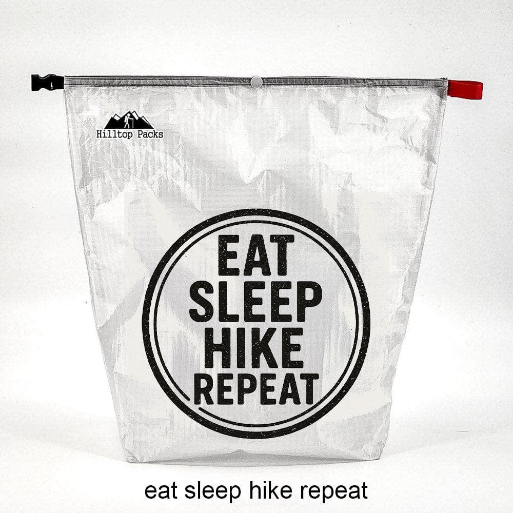 Ultralight food bag Vol #1 D50T fabric with Eat Sleep Hike Repeat graphic Hilltop Packs LLC on Tampa Home & Garden Store
