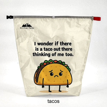 Ultralight Food Bag Fun Prints Vol 1 taco design cream D50T fabric Hilltop Packs logo camping on Tampa Home & Garden Store