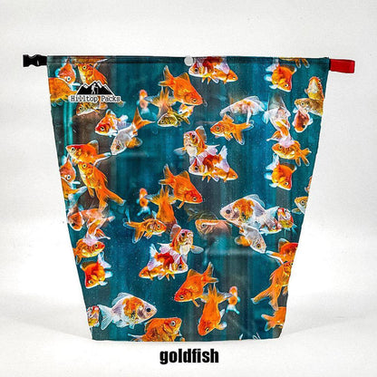 Ultralight food bag with goldfish print, blue D50T fabric, Hilltop Packs LLC on Tampa Home & Garden Store