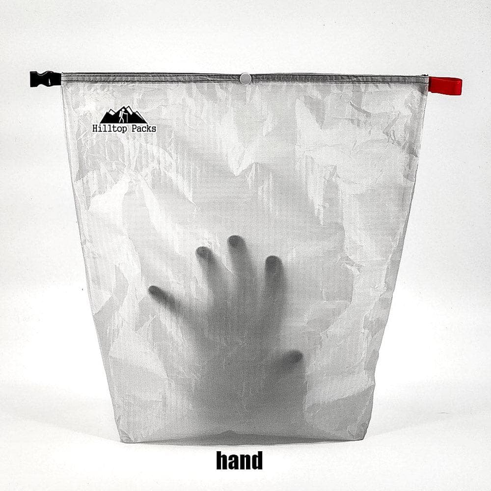 Ultralight food bag D50T fabric, translucent with Hilltop Packs LLC logo, hand pressed inside on Tampa Home & Garden Store