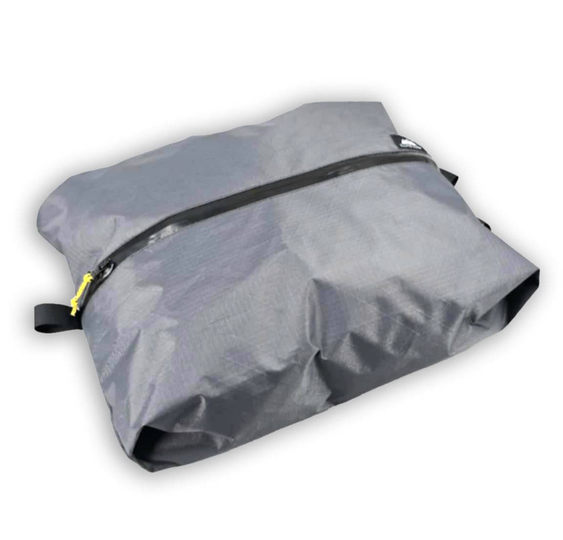 Ultralight lay-flat zipper storage bag for shoes and gear, gray with yellow pull on Tampa Home & Garden Store