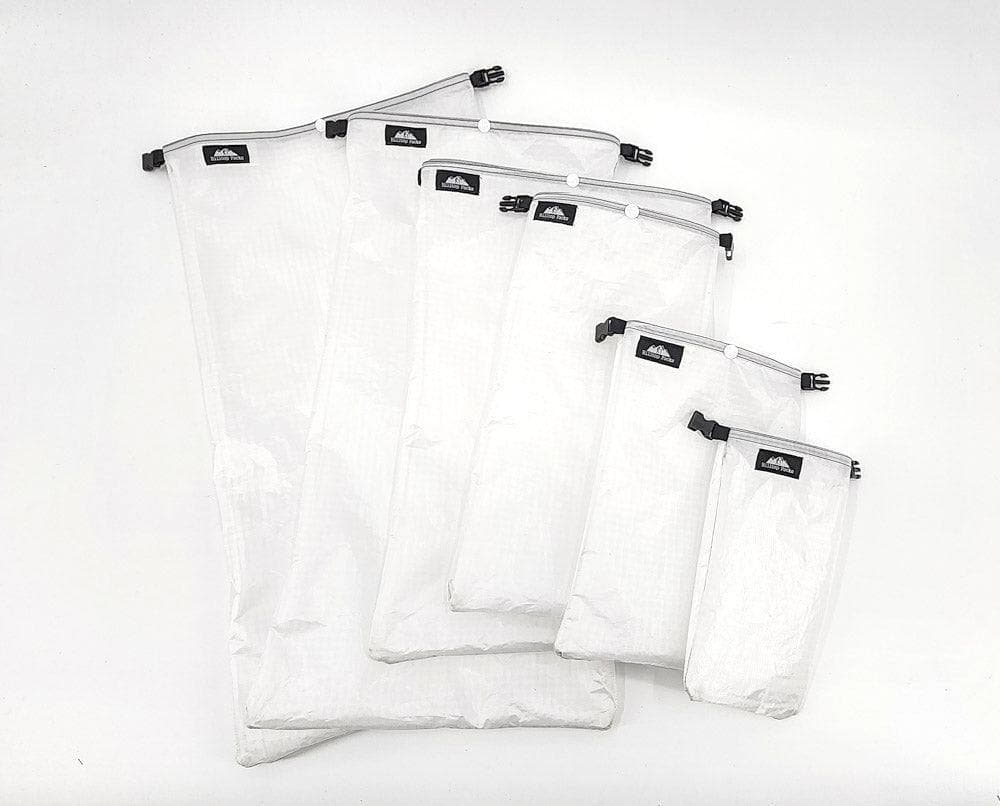 Ultralight roll-top dry bag set, white, six sizes by Hilltop Packs LLC for camping & hiking on Tampa Home & Garden Store