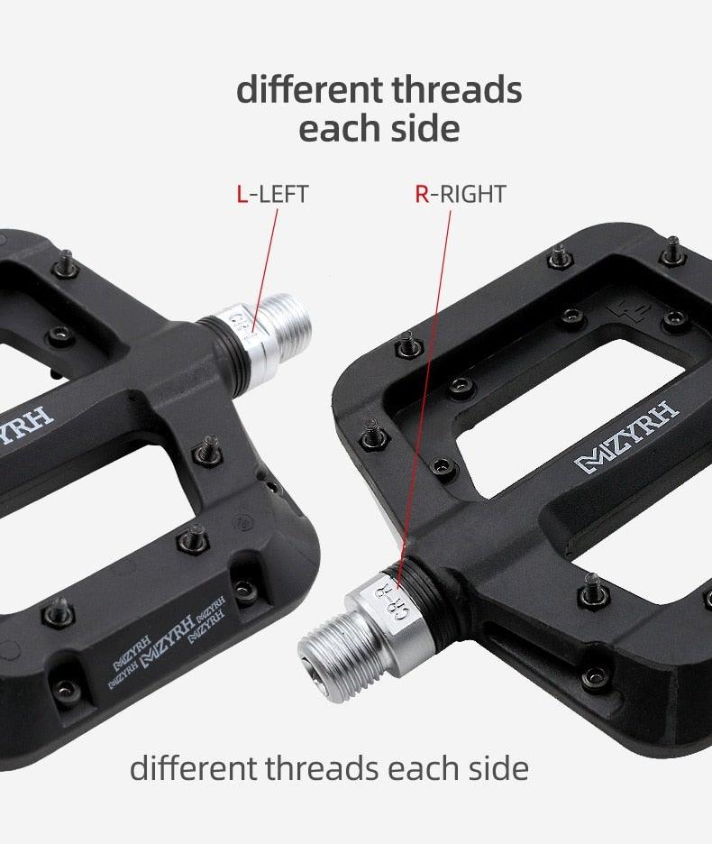 Stevvex flat nylon bicycle pedals, non-slip black platform with silver axles on Tampa Home & Garden Store