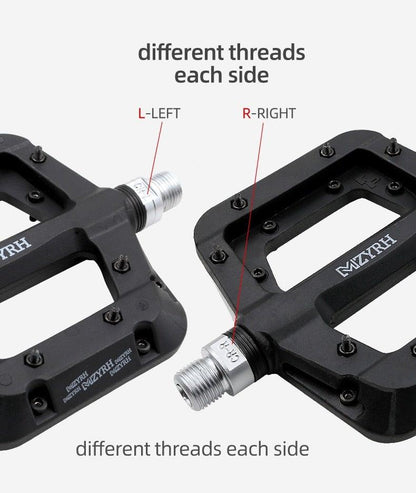 Stevvex flat nylon bicycle pedals, non-slip black platform with silver axles on Tampa Home & Garden Store