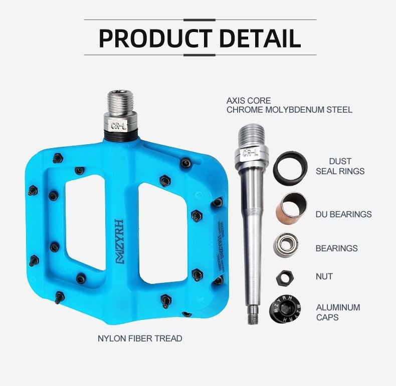 Stevvex ultralight blue nylon fiber tread bicycle pedals with flat platform and steel axle on Tampa Home & Garden Store