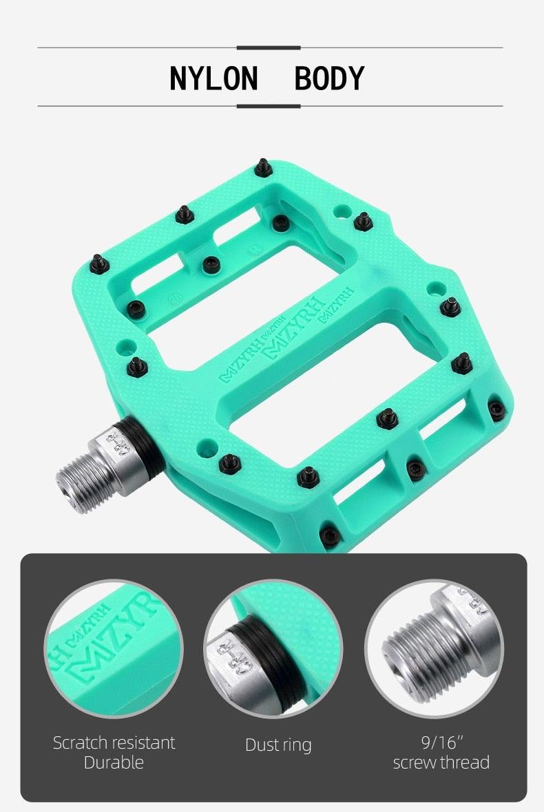 Stevvex flat nylon bicycle pedals turquoise non-slip platform 9/16 inch thread on Tampa Home & Garden Store