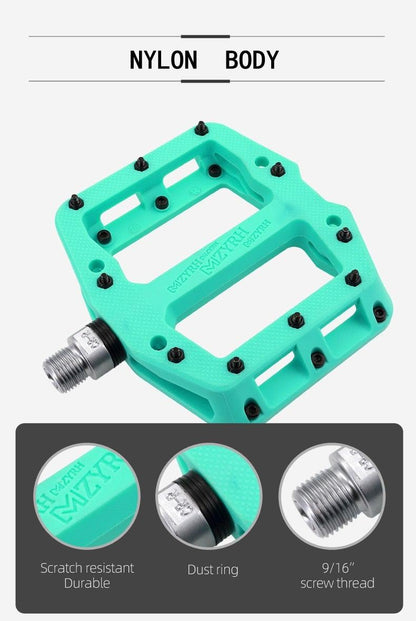 Stevvex flat nylon bicycle pedals turquoise non-slip platform 9/16 inch thread on Tampa Home & Garden Store