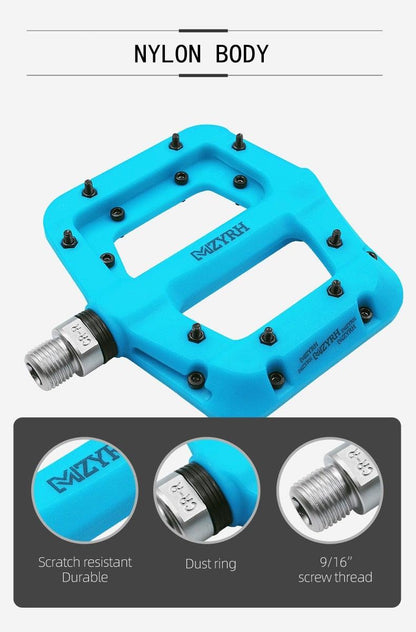 Stevvex nylon road bike pedals blue with flat platform 9/16 screw threads seal bearings on Tampa Home & Garden Store