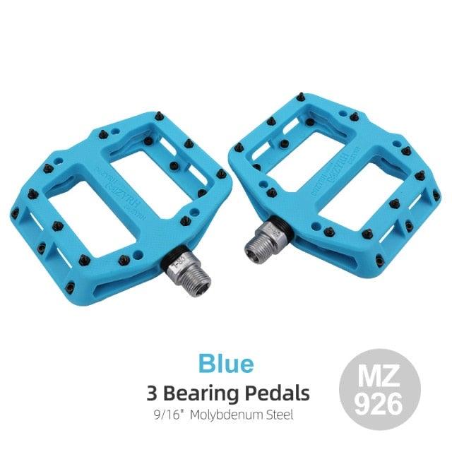 Stevvex blue flat platform bicycle pedals 9/16 inch molybdenum steel, 3 bearing non-slip on Tampa Home & Garden Store