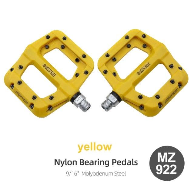 Stevvex yellow nylon pedals pair, flat alloy platform, 9/16 inch molybdenum steel axles on Tampa Home & Garden Store