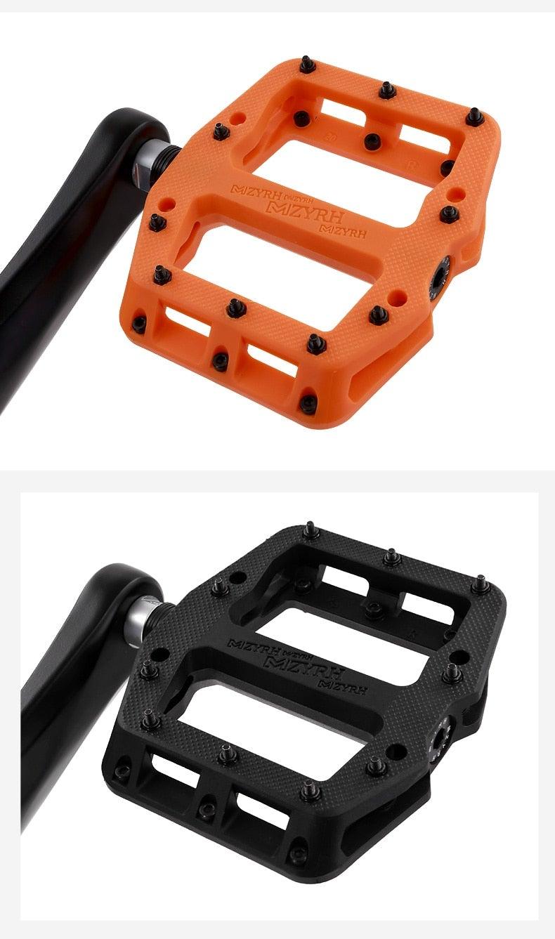 Stevvex ultralight bicycle pedals flat platform nylon orange and black seal bearings two pedals on Tampa Home & Garden Store