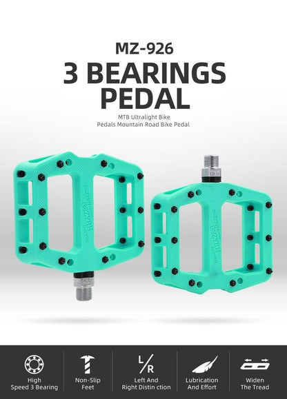 Ultralight Stevvex turquoise flat bicycle pedals with 3 bearings machined alloy non-slip two pcs on Tampa Home & Garden Store
