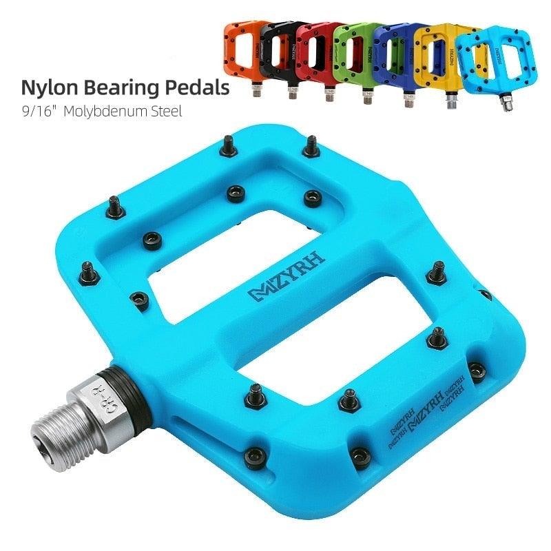 Stevvex nylon bicycle pedals ultralight blue flat platform non-slip 9/16 inch on Tampa Home & Garden Store