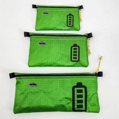 Ultralight Zipper Pouch Organizer 3 green pouches with battery icon, Hilltop Packs LLC on Tampa Home & Garden Store