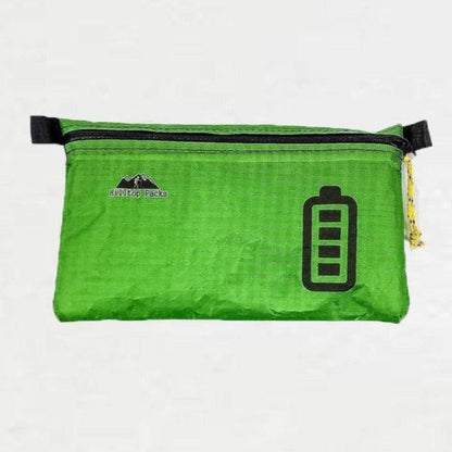 Ultralight Series 1 lime green zipper pouch with battery icon Hilltop Packs logo travel pouch on Tampa Home & Garden Store