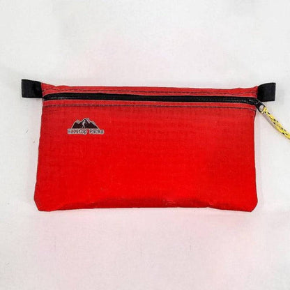 Ultralight pouch organizer red with black zipper and yellow pull Hilltop Packs LLC logo on Tampa Home & Garden Store