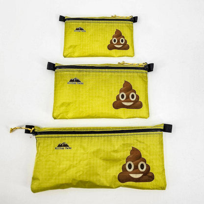 Ultralight zipper pouch organizer, lime-green pouches with poop emoji, Hilltop Packs 3pk on Tampa Home & Garden Store