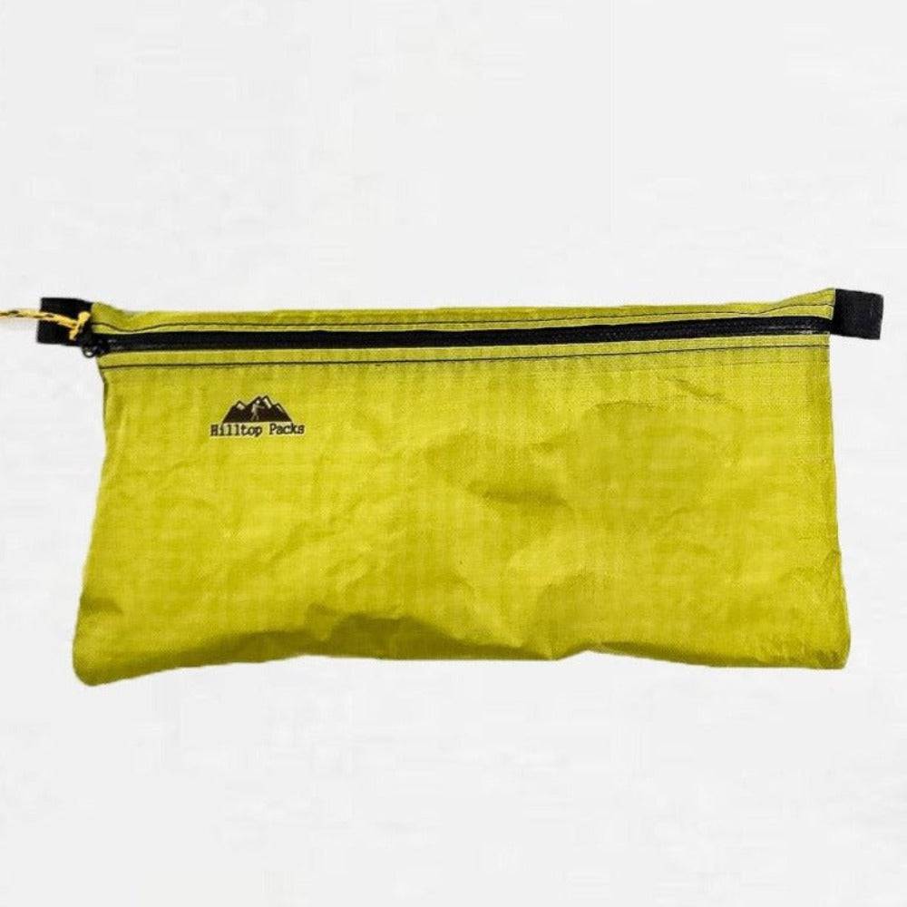 Ultralight Zipper Pouch Organizer lime green pouch with black zipper Hilltop Packs LLC logo on Tampa Home & Garden Store